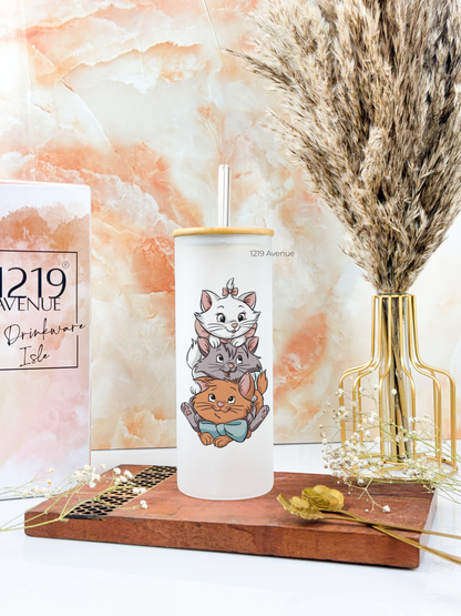 Frosted Grande Sipper 650ml| Cat Love Print| 20oz Tall Tumbler with Straw and Lid