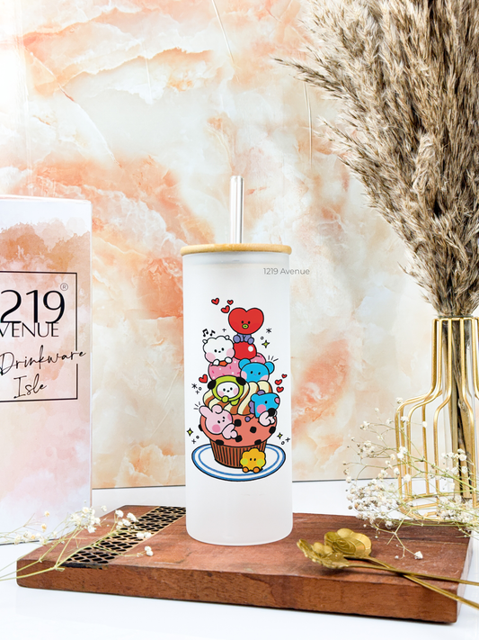 Frosted Grande Sipper 650ml| BT21 Print| 20oz Tall Tumbler with Straw and Lid