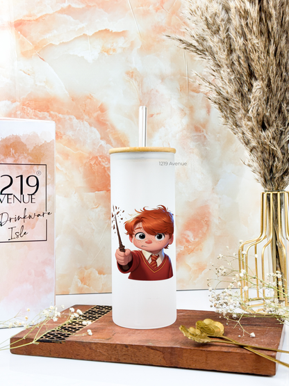 Frosted Grande Sipper 650ml| Cutie Ron HP Print| 20oz Tall Tumbler with Straw and Lid