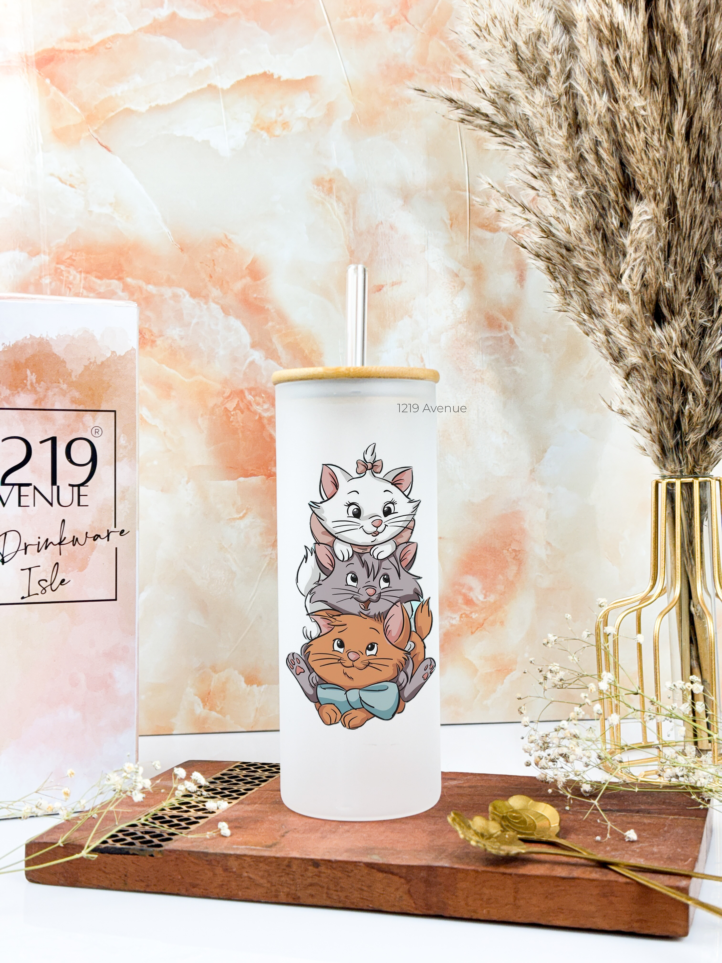 Frosted Grande Sipper 650ml| Cat Love Print| 20oz Tall Tumbler with Straw and Lid