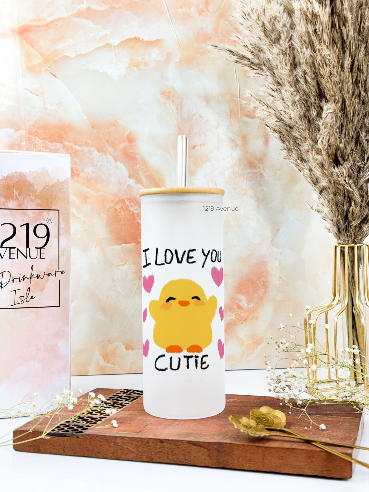 Frosted Grande Sipper 650ml| Cutie I Love You Print| 20oz Tall Tumbler with Straw and Lid