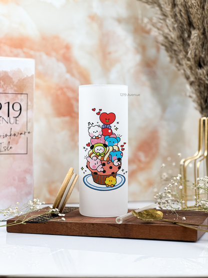 Frosted Grande Sipper 650ml| BT21 Print| 20oz Tall Tumbler with Straw and Lid