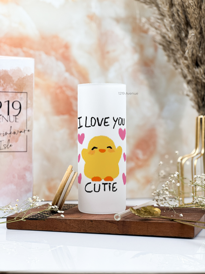 Frosted Grande Sipper 650ml| Cutie I Love You Print| 20oz Tall Tumbler with Straw and Lid