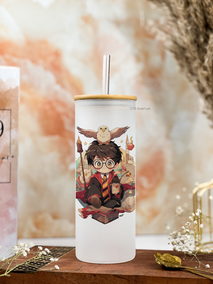 Frosted Grande Sipper 650ml| Harry Potter Print| 20oz Tall Tumbler with straw and lid