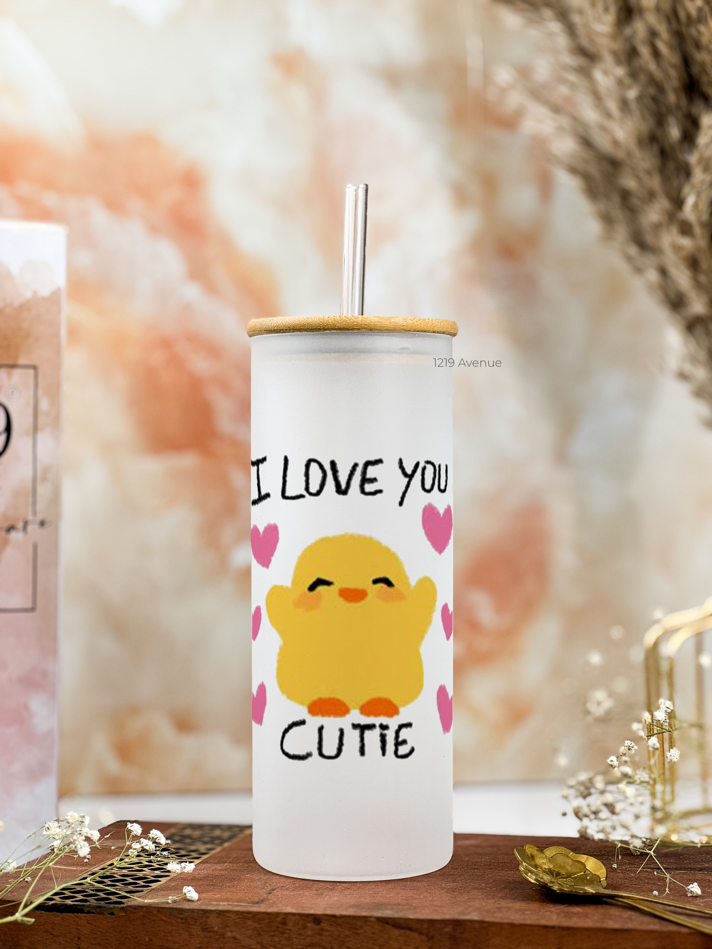 Frosted Grande Sipper 650ml| Cutie I Love You Print| 20oz Tall Tumbler with Straw and Lid