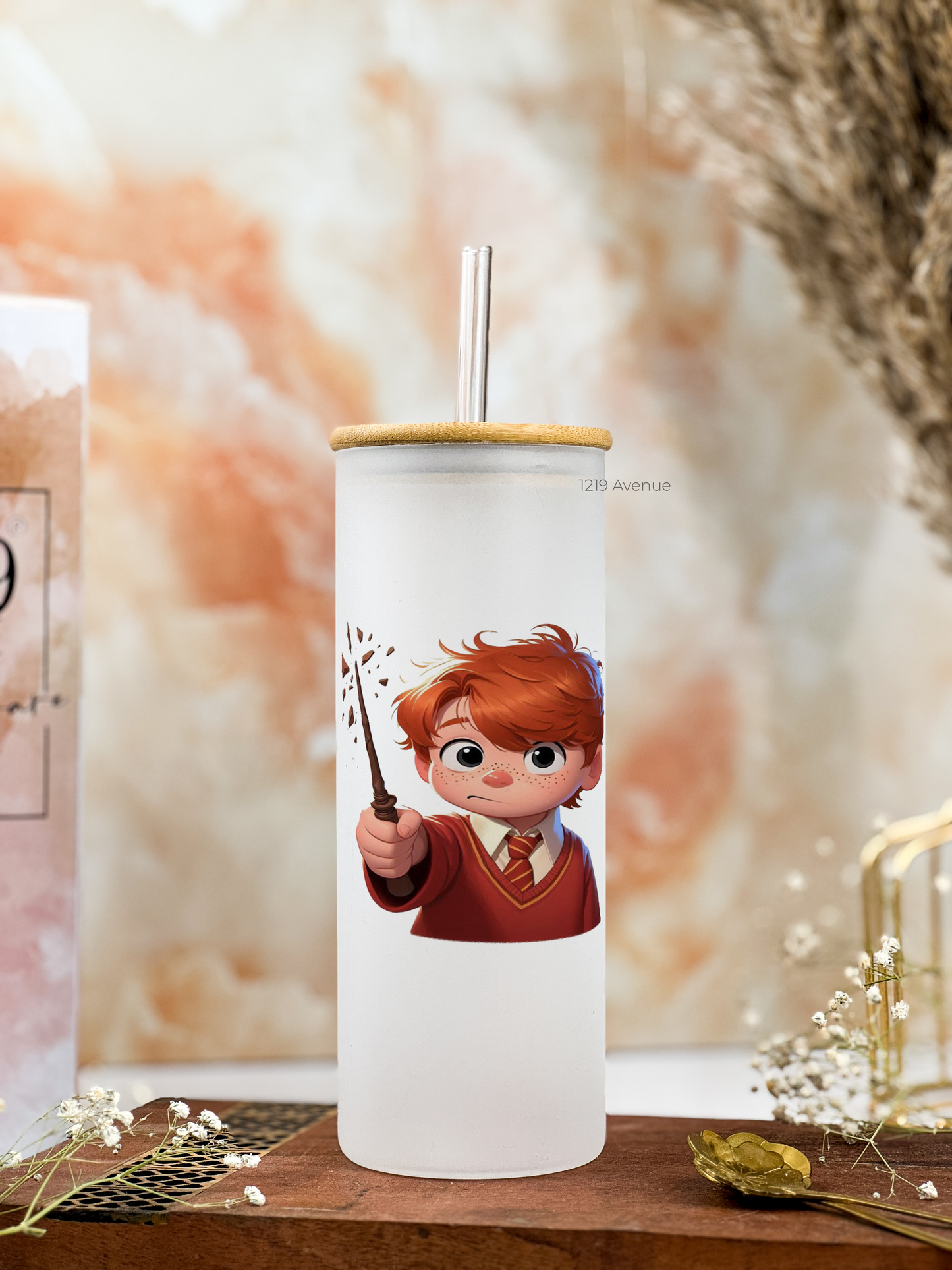 Frosted Grande Sipper 650ml| Cutie Ron HP Print| 20oz Tall Tumbler with Straw and Lid