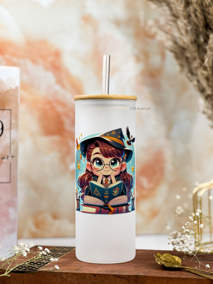 Frosted Grande Sipper 650ml| Witty Hermoine H.P Print| 20oz Tall Tumbler with Straw and Lid