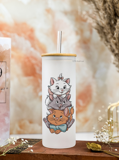 Frosted Grande Sipper 650ml| Cat Love Print| 20oz Tall Tumbler with Straw and Lid