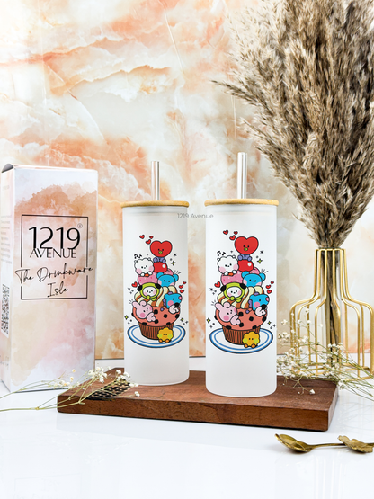 Frosted Grande Sipper 650ml| BT21 Print| 20oz Tall Tumbler with Straw and Lid