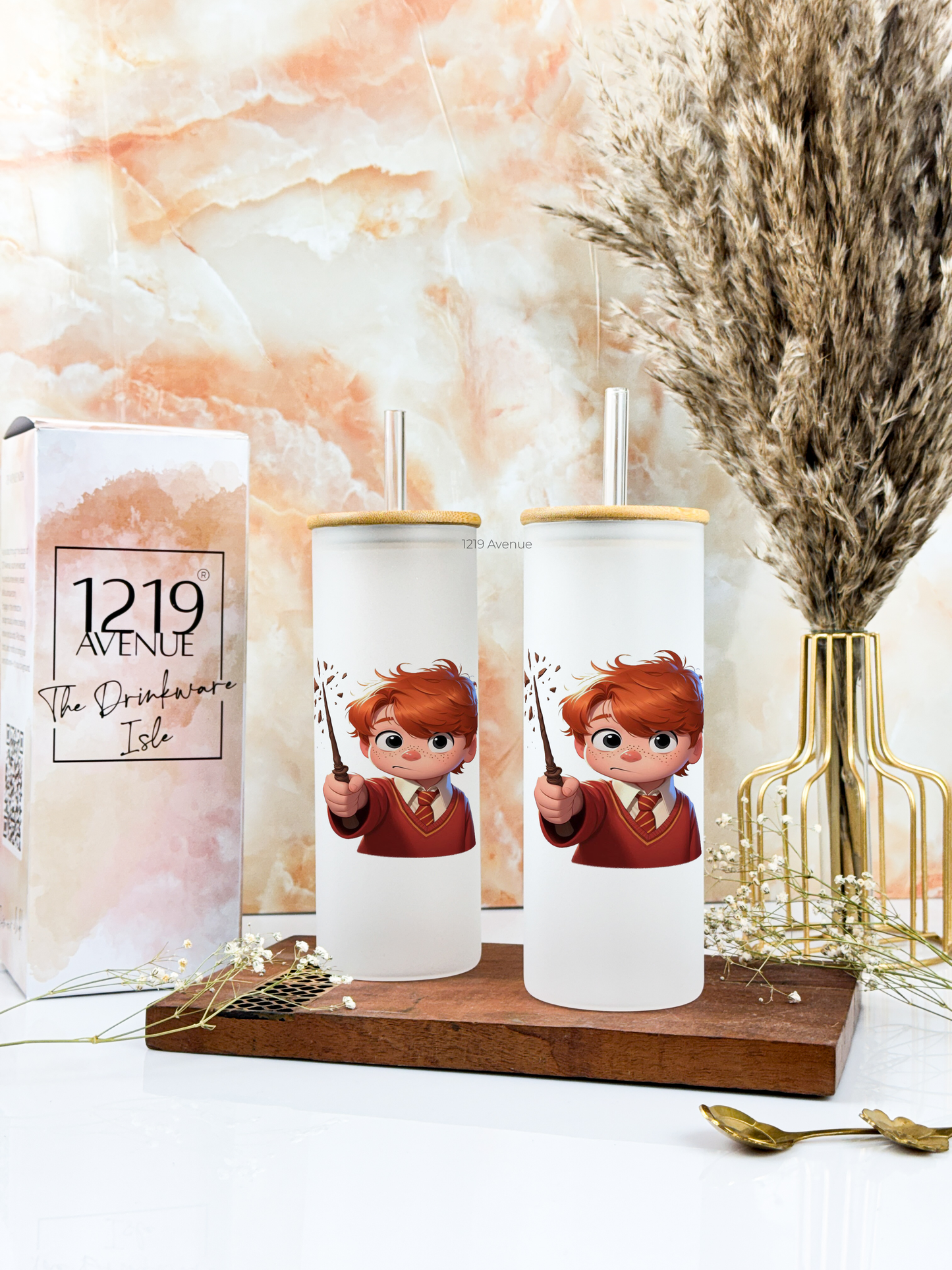 Frosted Grande Sipper 650ml| Cutie Ron HP Print| 20oz Tall Tumbler with Straw and Lid