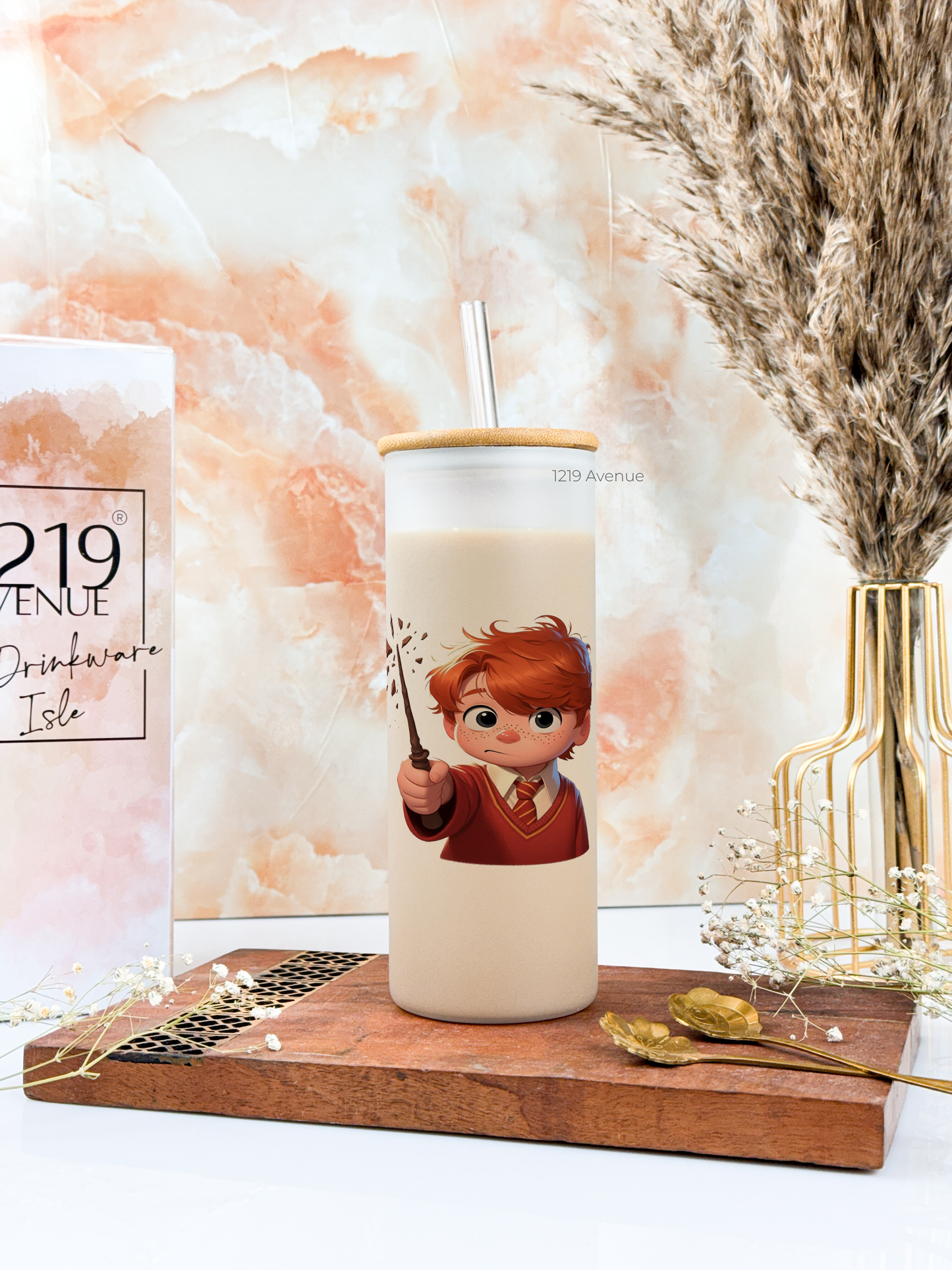 Frosted Grande Sipper 650ml| Cutie Ron HP Print| 20oz Tall Tumbler with Straw and Lid