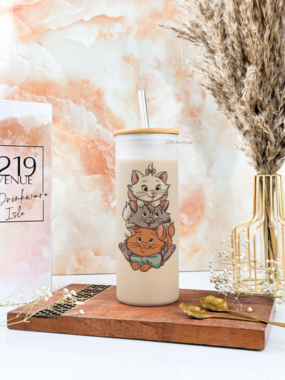 Frosted Grande Sipper 650ml| Cat Love Print| 20oz Tall Tumbler with Straw and Lid