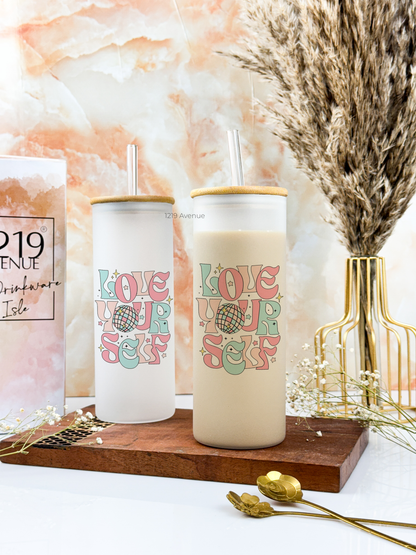 Frosted Grande Sipper 650ml| Love Yourself Print| 20oz Tall Tumbler