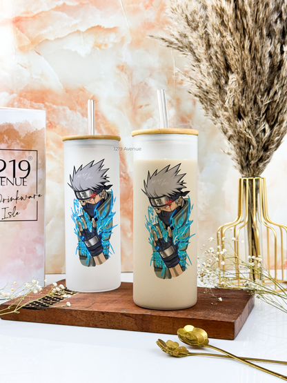 Frosted Grande Sipper 650ml| Kakashi Naruto Print| 20oz Tall Tumbler with Straw and Lid