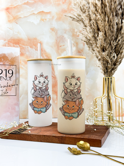 Frosted Grande Sipper 650ml| Cat Love Print| 20oz Tall Tumbler with Straw and Lid