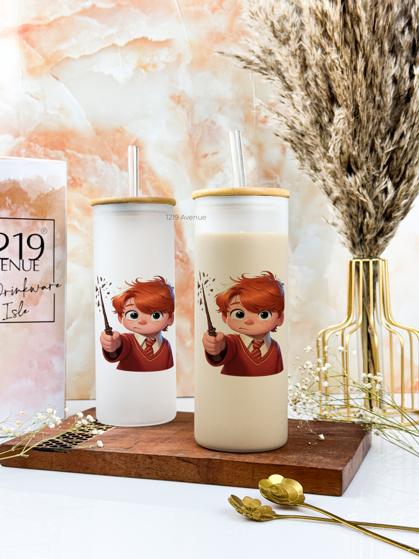 Frosted Grande Sipper 650ml| Cutie Ron HP Print| 20oz Tall Tumbler with Straw and Lid