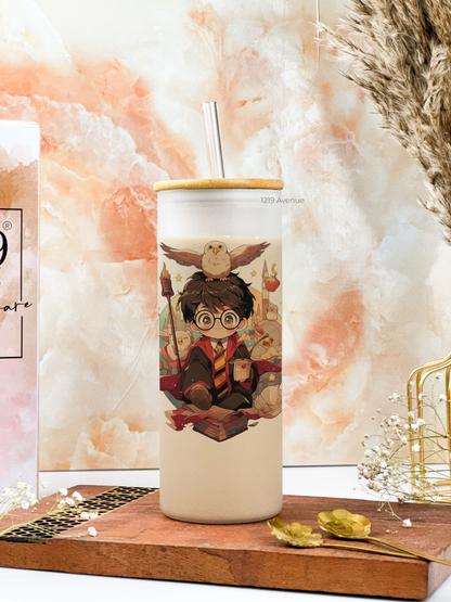 Frosted Grande Sipper 650ml| Harry Potter Print| 20oz Tall Tumbler with straw and lid