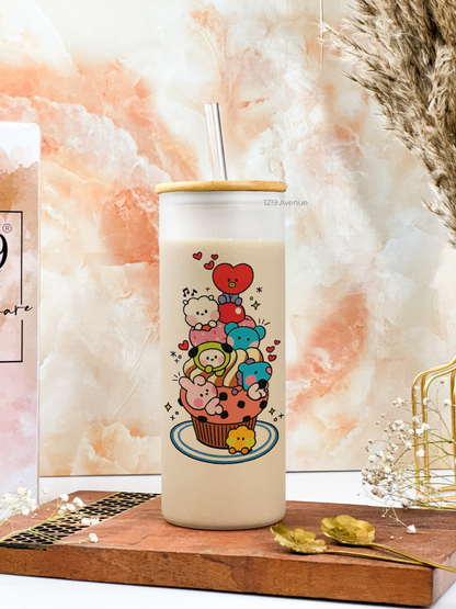 Frosted Grande Sipper 650ml| BT21 Print| 20oz Tall Tumbler with Straw and Lid