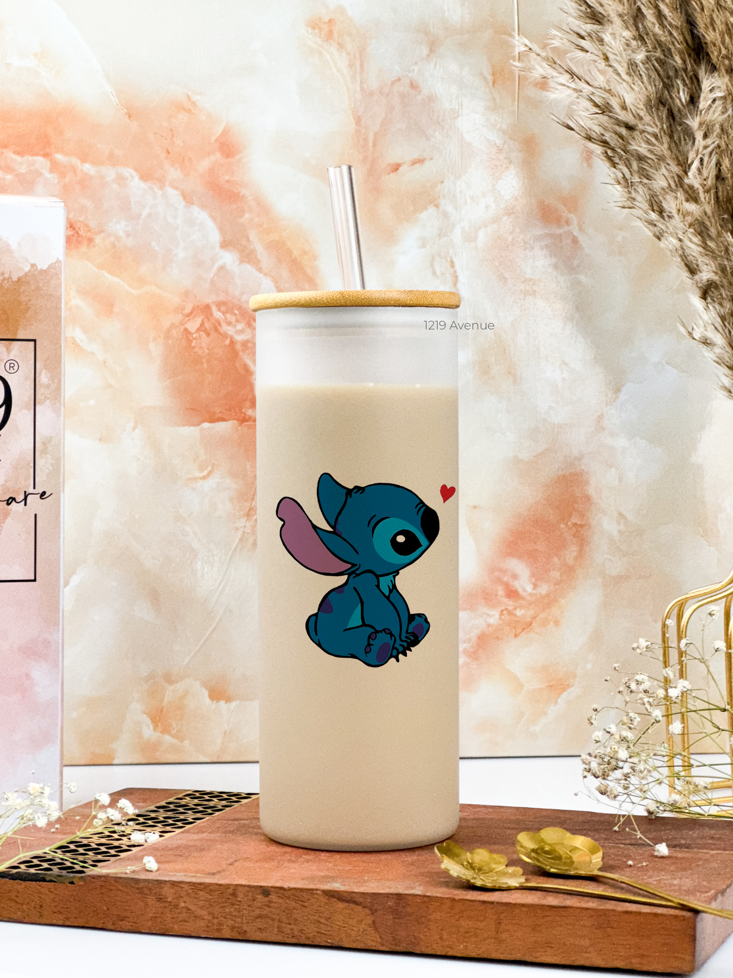 Frosted Grande Sipper 650ml| Stich Print| 20oz Tall Tumbler with lid and straw