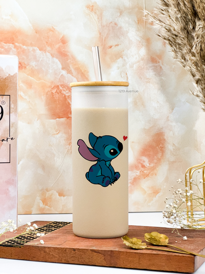 Frosted Grande Sipper 650ml| Stich Print| 20oz Tall Tumbler with lid and straw