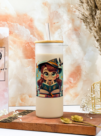 Frosted Grande Sipper 650ml| Witty Hermoine H.P Print| 20oz Tall Tumbler with Straw and Lid