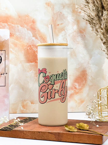 Frosted Grande Sipper 650ml| Coquette Girl Print| 20oz Tall Tumbler with Straw and Lid