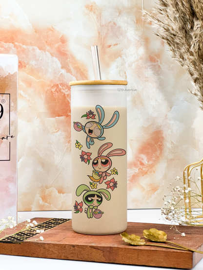 Frosted Grande Sipper 650ml| Power Puff Girls Print| 20oz Tall Tumbler with Straw and Lid