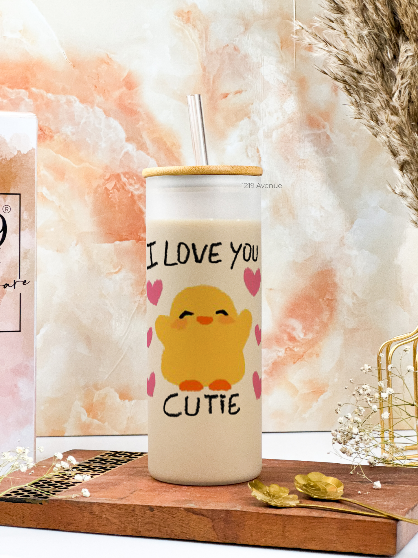 Frosted Grande Sipper 650ml| Cutie I Love You Print| 20oz Tall Tumbler with Straw and Lid