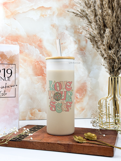 Frosted Grande Sipper 650ml| Love Yourself Print| 20oz Tall Tumbler