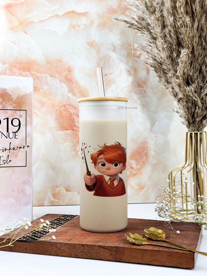 Frosted Grande Sipper 650ml| Cutie Ron HP Print| 20oz Tall Tumbler with Straw and Lid