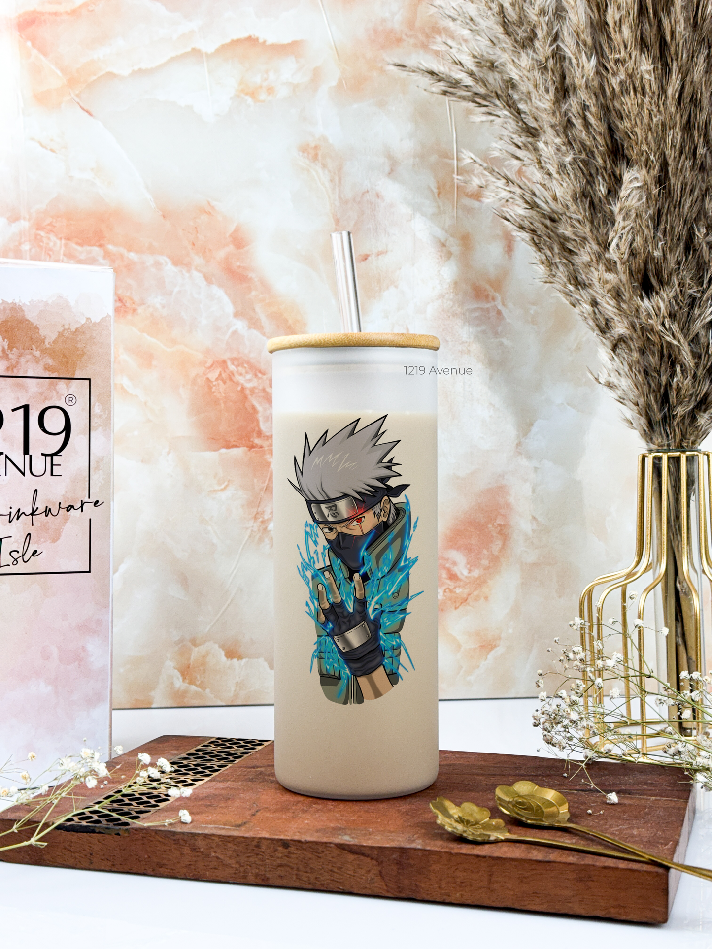 Frosted Grande Sipper 650ml| Kakashi Naruto Print| 20oz Tall Tumbler with Straw and Lid