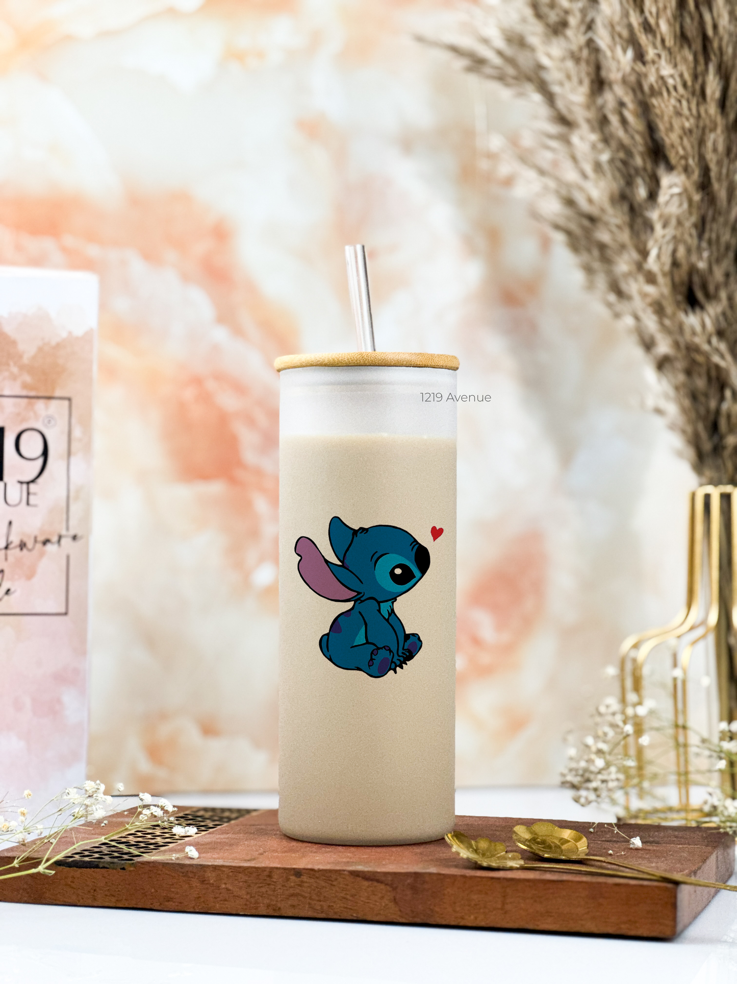 Frosted Grande Sipper 650ml| Stich Print| 20oz Tall Tumbler with lid and straw