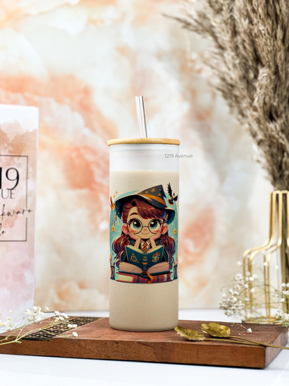 Frosted Grande Sipper 650ml| Witty Hermoine H.P Print| 20oz Tall Tumbler with Straw and Lid