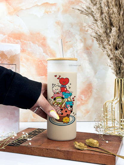 Frosted Grande Sipper 650ml| BT21 Print| 20oz Tall Tumbler with Straw and Lid