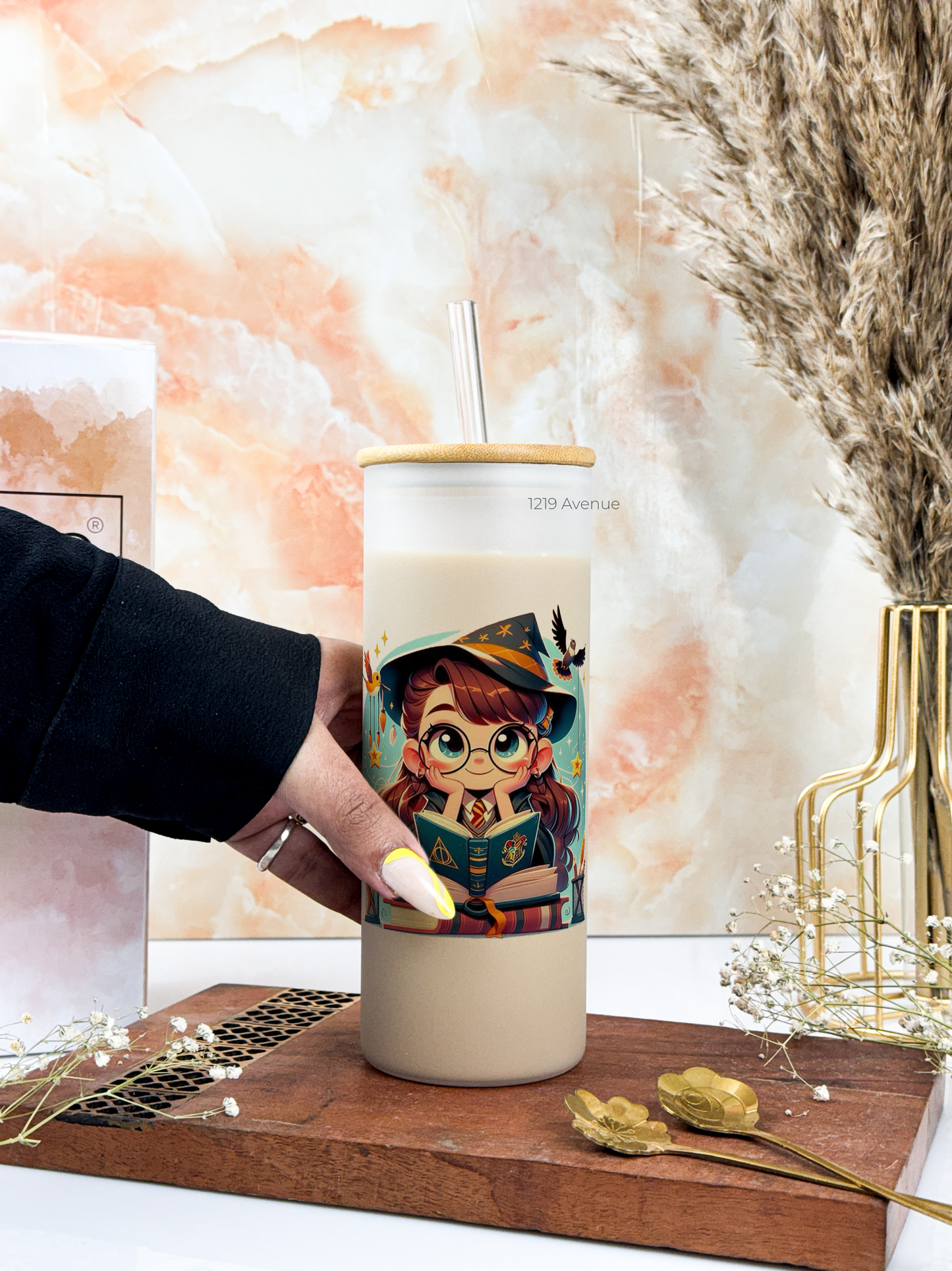 Frosted Grande Sipper 650ml| Witty Hermoine H.P Print| 20oz Tall Tumbler with Straw and Lid