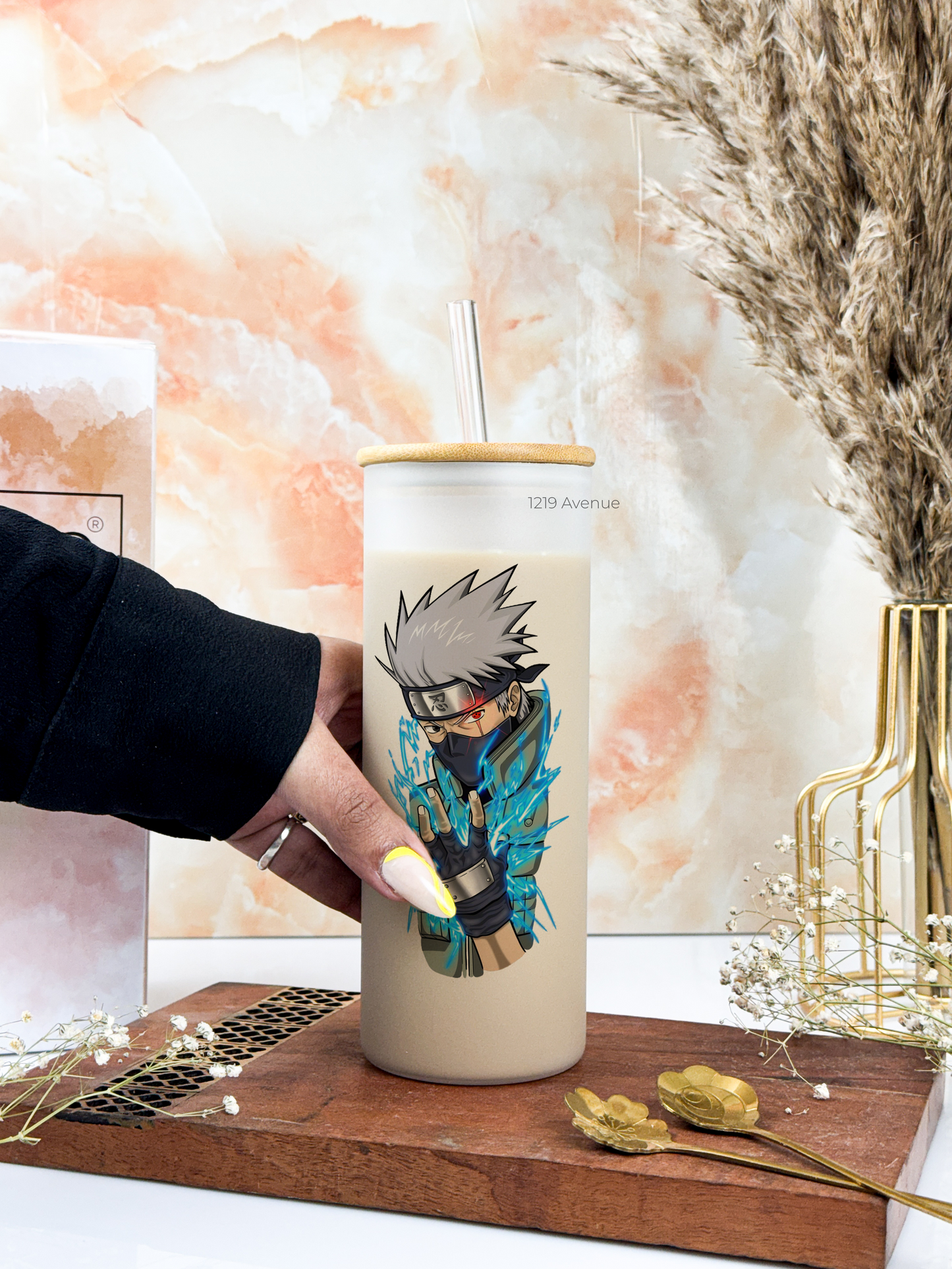 Frosted Grande Sipper 650ml| Kakashi Naruto Print| 20oz Tall Tumbler with Straw and Lid