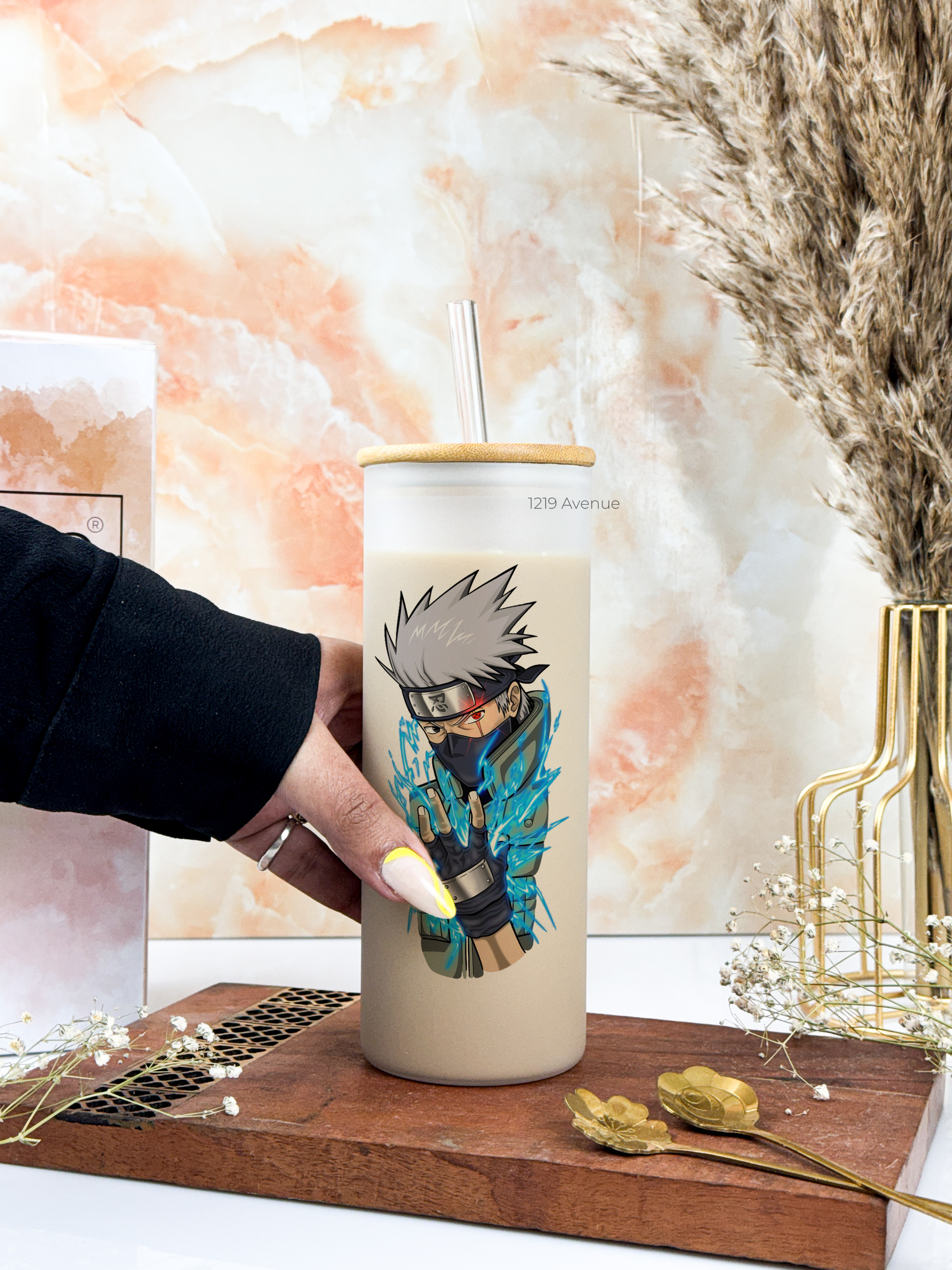 Frosted Grande Sipper 650ml| Kakashi Naruto Print| 20oz Tall Tumbler with Straw and Lid