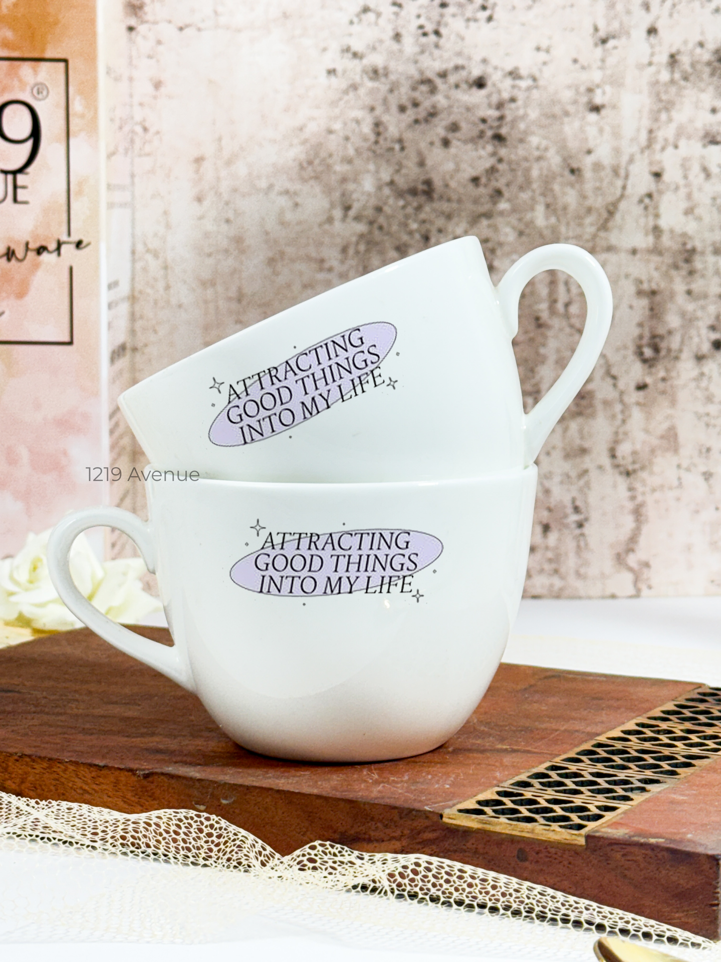 Benji Ceramic Grande Cups |200ml |Attracting Good Things Permanent Print | Premium Benji Ceramic Cups | Winter Special