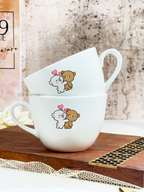 Benji Ceramic Cups |200ml |Milk And Mocha Permanent Print | Premium Ceramic Mugs