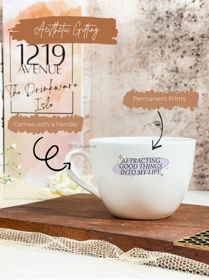 Benji Ceramic Grande Cups |200ml |Attracting Good Things Permanent Print | Premium Benji Ceramic Cups | Winter Special