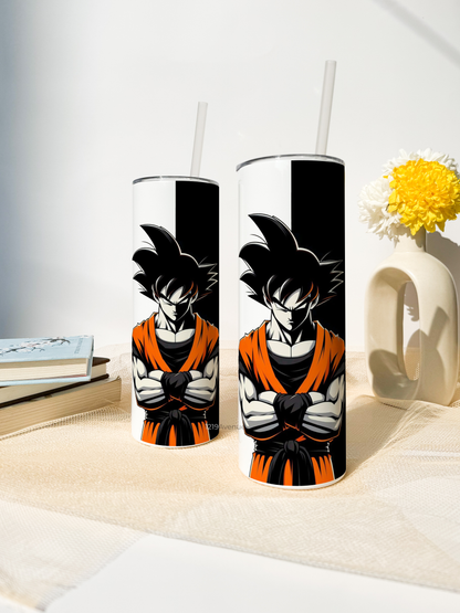 Colossal Tumbler 750ml with Silicon Straw | Goku Print| Double Walled Insulated Tumbler 26oz |Anime Edition