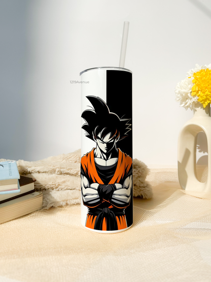 Colossal Tumbler 750ml with Silicon Straw | Goku Print| Double Walled Insulated Tumbler 26oz |Anime Edition