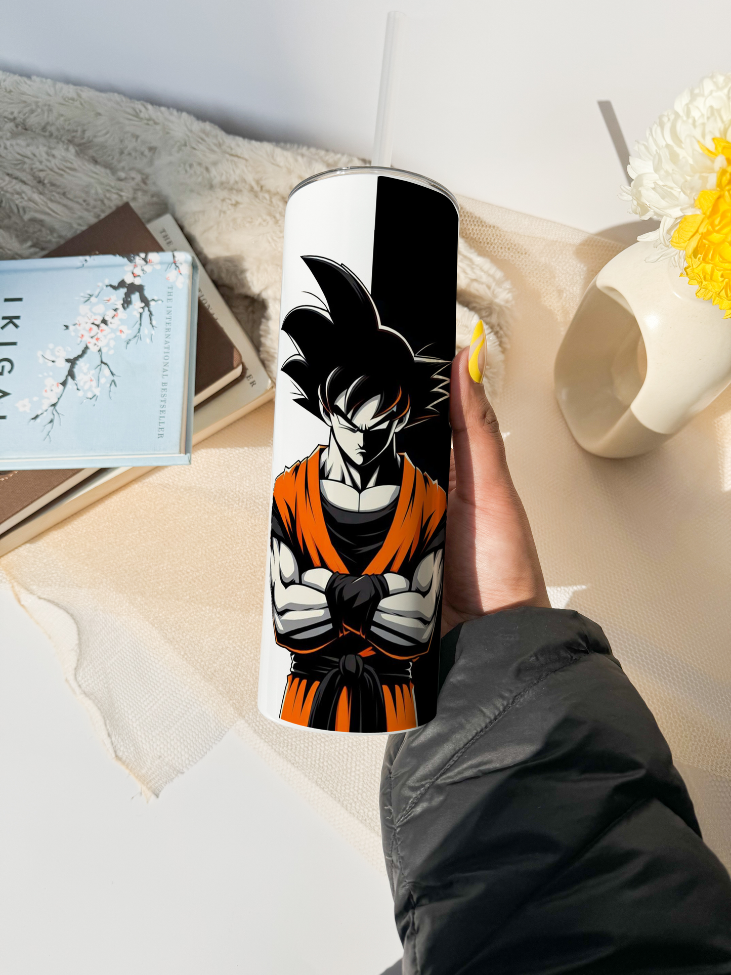 Colossal Tumbler 750ml with Silicon Straw | Goku Print| Double Walled Insulated Tumbler 26oz |Anime Edition