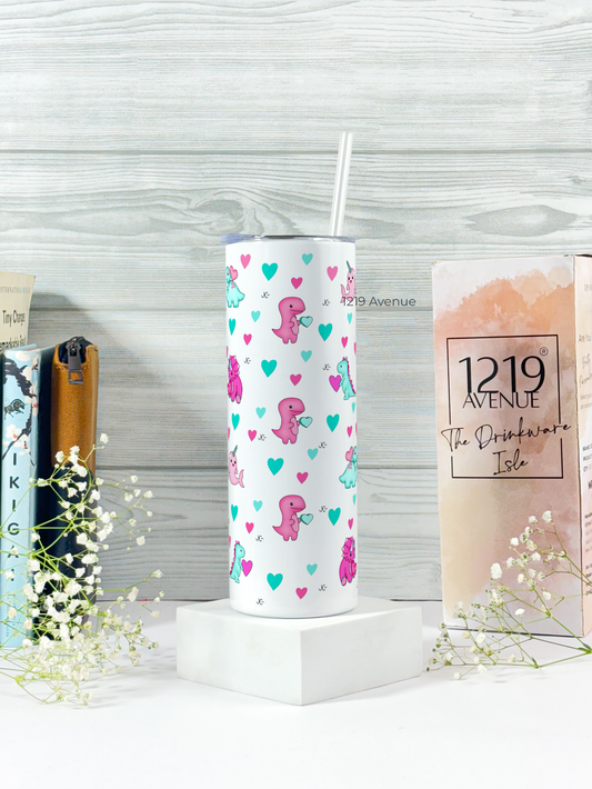 Colossal Tumbler 750ML with straw| Dino Doodle Print |Double Walled Insulated Tumbler