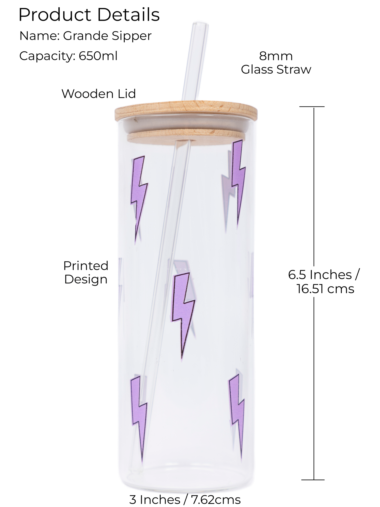 Grande Sipper 650ml| Thunder Print| 22 oz Coffee Tumbler with Straw and Lid