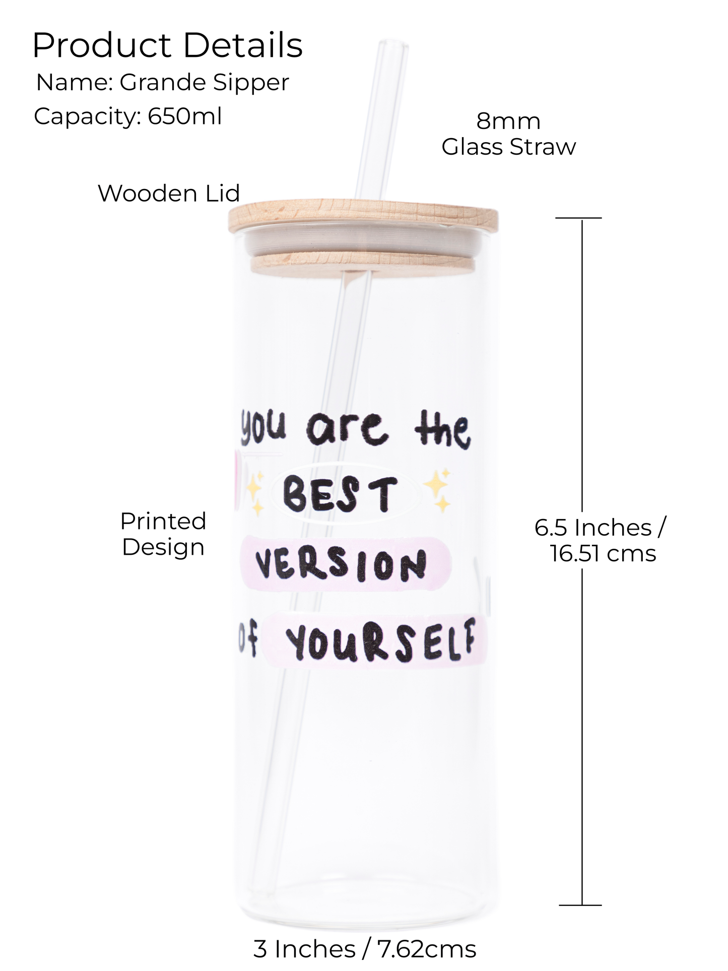 Grande Sipper 650ml| You're the Best Print| 22 oz Coffee Tumbler with Straw and Lid