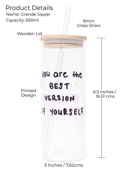 Grande Sipper 650ml| You're the Best Print| 22 oz Coffee Tumbler with Straw and Lid