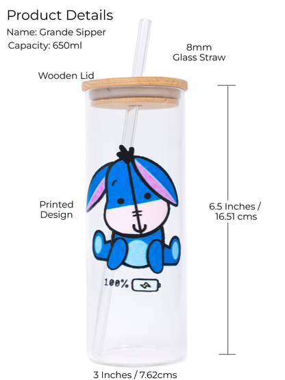 Clear Grande Sipper 650ml| Eyoree Print| 22 oz Coffee Tumbler with Straw and Lid