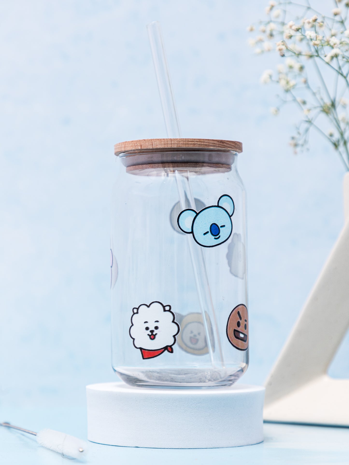 Can Shaped Sipper 500ml| BTS All Over Print | 18oz Can Tumbler with lid, straw and coaster.