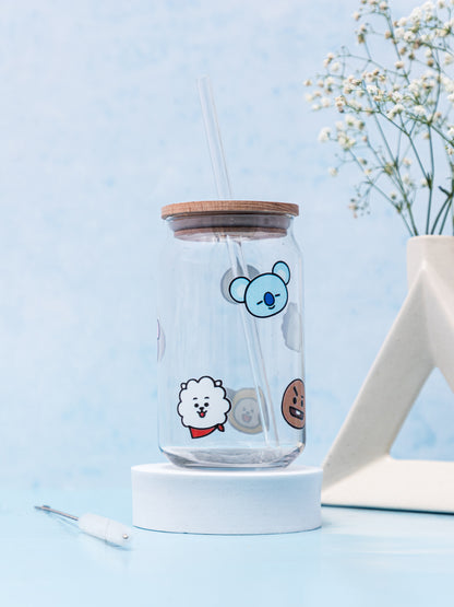 Can Shaped Sipper 500ml| BTS All Over Print | 18oz Can Tumbler with lid, straw and coaster.